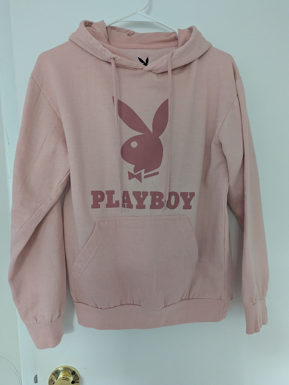 Playboy Hoodie Womens S Dusty Pink Bunny Logo Kangaroo Pocket Y2K